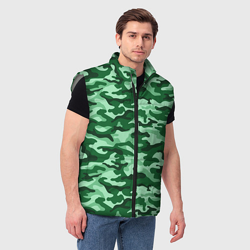 Мужской жилет Зеленый монохромный камуфляж / 3D-Светло-серый – фото 3