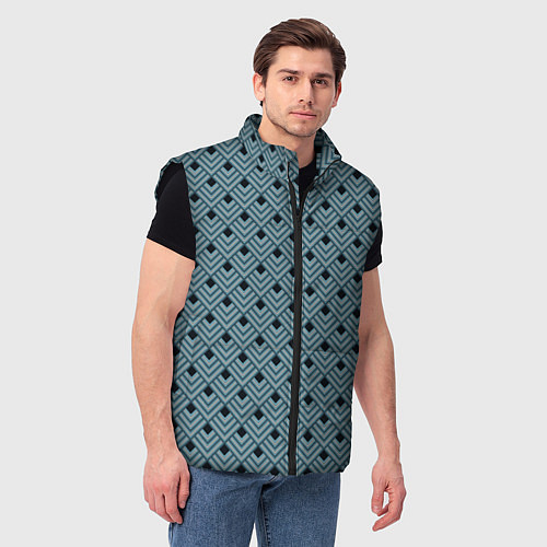 Мужской жилет Абстракция из разноцветных квадратов / 3D-Черный – фото 3