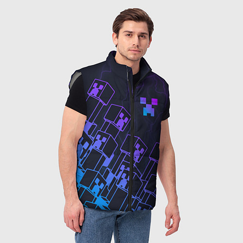 Мужской жилет Minecraft CREEPER NEON / 3D-Светло-серый – фото 3