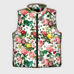 Мужской жилет Узор из летних роз Summer Roses Pattern, цвет: 3D-черный