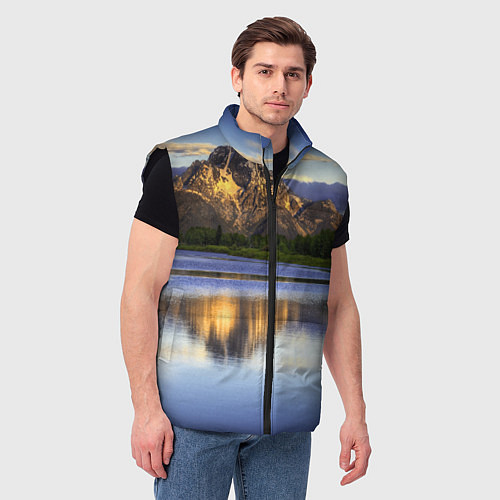 Мужской жилет Горы mountains / 3D-Черный – фото 3