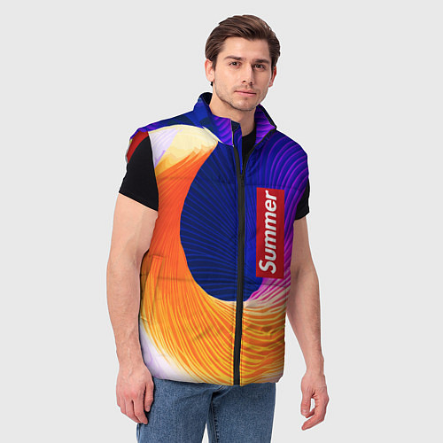 Мужской жилет Цветная волна Summer / 3D-Красный – фото 3