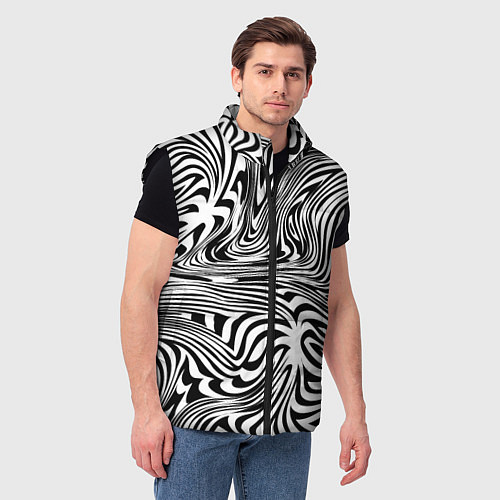 Мужской жилет Сумасшедшая зебра Абстрактный узор с извилистыми л / 3D-Черный – фото 3