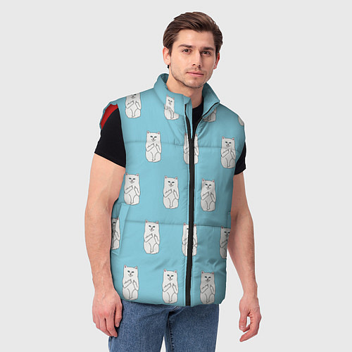 Мужской жилет Белый котик орнамент / 3D-Красный – фото 3