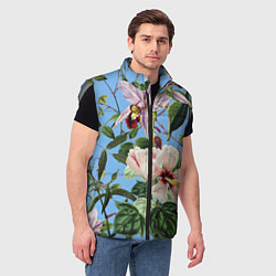 Мужской жилет Цветы Сине-Цветочный Букет, цвет: 3D-светло-серый — фото 2