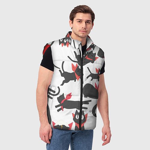 Мужской жилет Котики - арт / 3D-Красный – фото 3