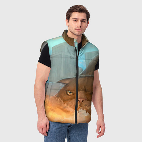Мужской жилет Огнедышащий Котярыч / 3D-Светло-серый – фото 3