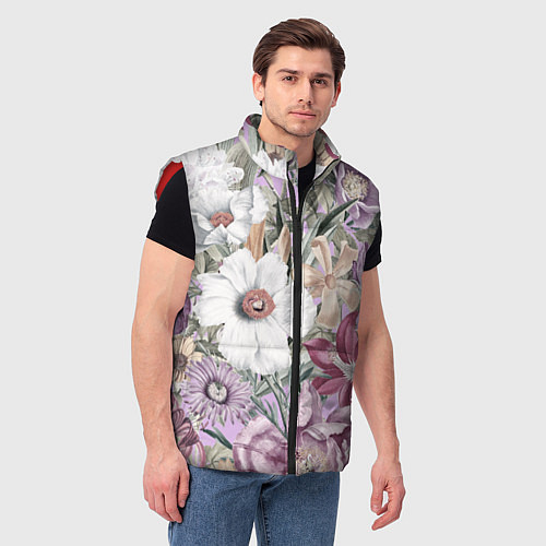 Мужской жилет Цветы Фиолетовый Клематис / 3D-Красный – фото 3
