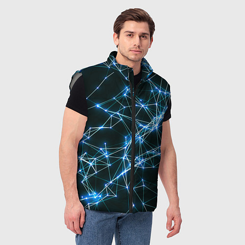 Мужской жилет Нейронная сеть - фон / 3D-Светло-серый – фото 3