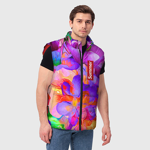 Мужской жилет Красочный цветочный паттерн Лето Colorful Floral P / 3D-Красный – фото 3