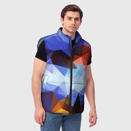 Мужской жилет Абстрактный цветной узор из треугольников Abstract / 3D-Светло-серый – фото 3