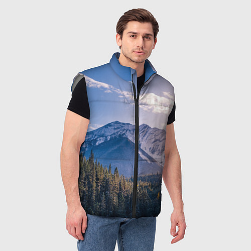 Мужской жилет Горы Лес Солнце / 3D-Светло-серый – фото 3