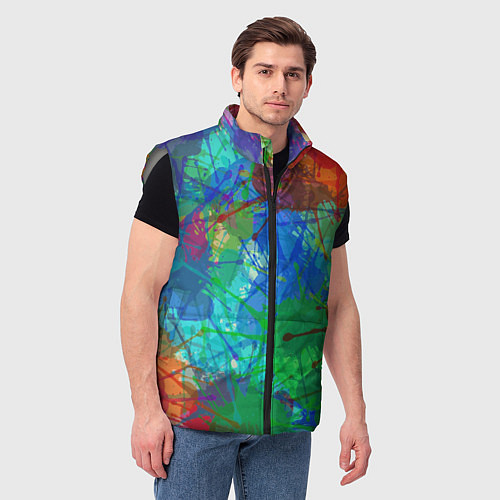 Мужской жилет Разноцветные кляксы / 3D-Светло-серый – фото 3