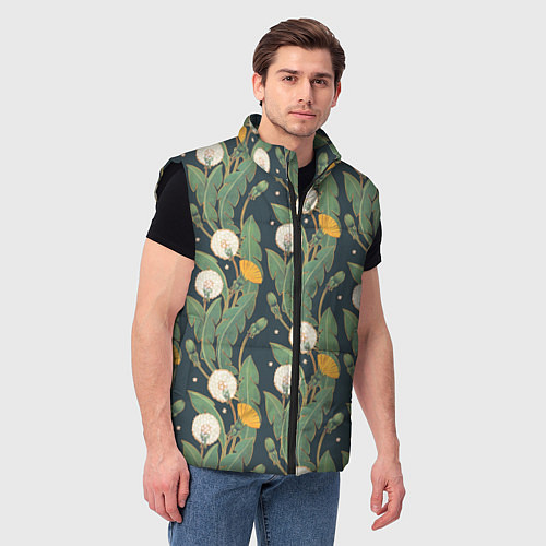 Мужской жилет Цветение одуванчиков / 3D-Черный – фото 3
