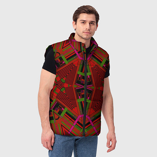 Мужской жилет Геометрический этнический арабский узор в красно ч / 3D-Черный – фото 3