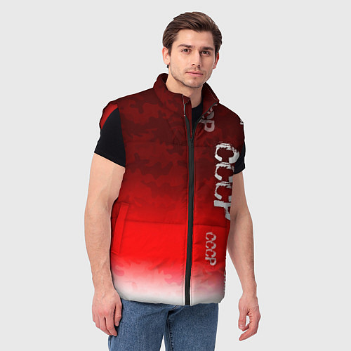 Мужской жилет Принт с надписью СССР / 3D-Красный – фото 3