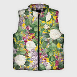 Мужской жилет Цветы Сирень и Белые Бегонии, цвет: 3D-черный