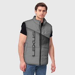 Мужской жилет Lexus - серая абстракция, цвет: 3D-черный — фото 2