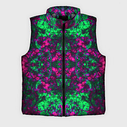 Мужской жилет Абстрактный зелено-малиновый симметричный узор, цвет: 3D-светло-серый