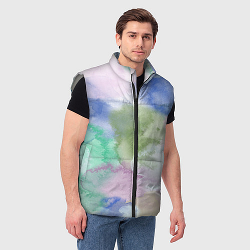 Мужской жилет Акварельная текстура / 3D-Светло-серый – фото 3
