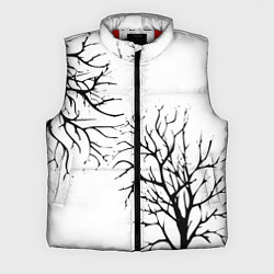 Мужской жилет Черные ветки деревьев на белом фоне, цвет: 3D-красный