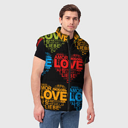 Мужской жилет Love, Amor, Любовь - Неон версия, цвет: 3D-красный — фото 2