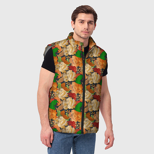 Мужской жилет Бутоны и листья / 3D-Светло-серый – фото 3
