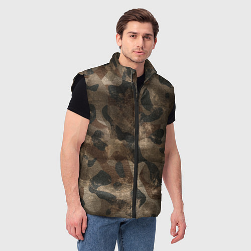 Мужской жилет Камуфляж с потёртостями - Буря в пустыне / 3D-Черный – фото 3