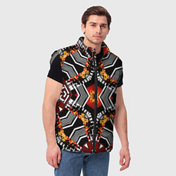 Мужской жилет Арабский орнамент в красно -желто-черных тонах, цвет: 3D-светло-серый — фото 2