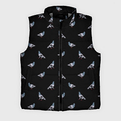 Мужской жилет Голуби на черном паттерн, цвет: 3D-светло-серый