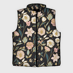 Мужской жилет Цветы Астры На Чёрном Фоне, цвет: 3D-черный
