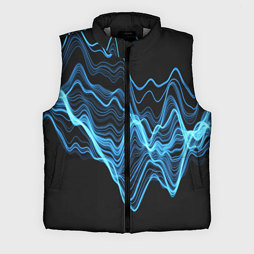 Мужской жилет Синие волны-молнии / 3D-Светло-серый – фото 1