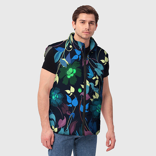 Мужской жилет Color summer night Floral pattern / 3D-Светло-серый – фото 3