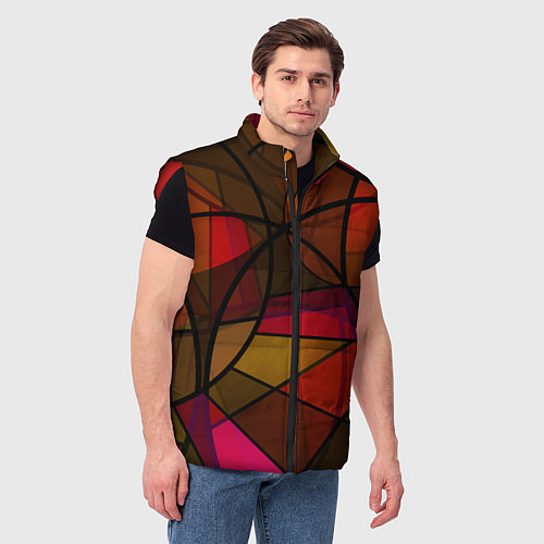 Мужской жилет Абстрактный узор в оранжево-красных тонах / 3D-Красный – фото 3