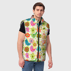 Мужской жилет COLORFUL BIRDS, цвет: 3D-светло-серый — фото 2
