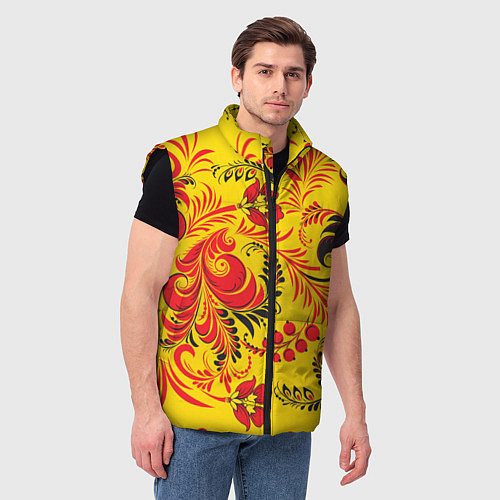 Мужской жилет Хохломская Роспись Цветы / 3D-Черный – фото 3