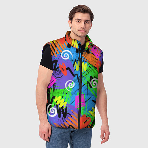 Мужской жилет Яркий геометрический принт / 3D-Черный – фото 3