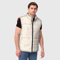 Мужской жилет Вишня на бежевом фоне, цвет: 3D-красный — фото 2