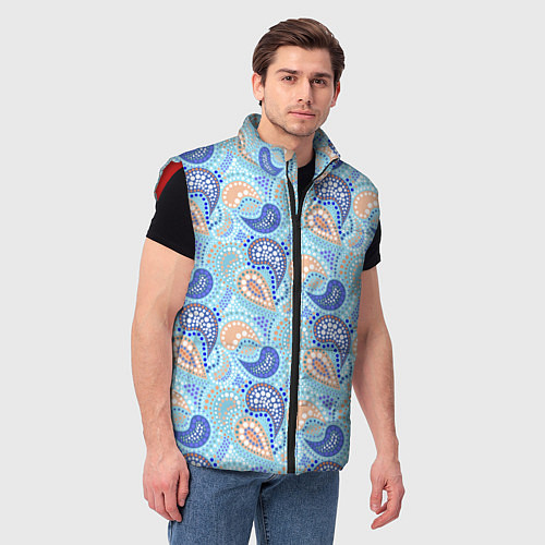 Мужской жилет Турецкий огурец Turkish cucumber blue pattern / 3D-Красный – фото 3