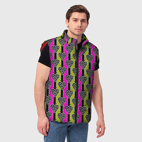 Мужской жилет Striped multicolored pattern Сердце / 3D-Красный – фото 3