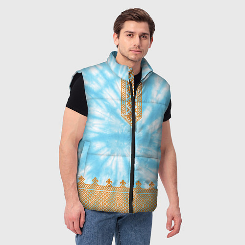Мужской жилет Славянская тай-дай рубаха / 3D-Черный – фото 3