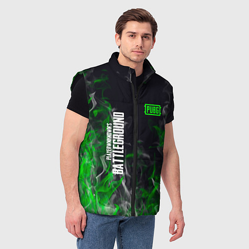 Мужской жилет Pubg - зелёное пламя / 3D-Черный – фото 3