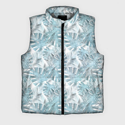 Мужской жилет Голубые листья пальмы на белом, цвет: 3D-светло-серый