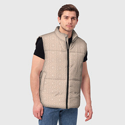 Мужской жилет Бежевый монохромный орнамент, цвет: 3D-черный — фото 2