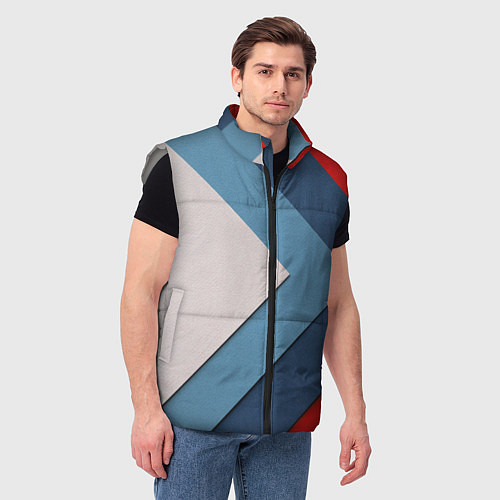 Мужской жилет Абстрактная геометрия - Синий / 3D-Светло-серый – фото 3