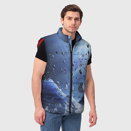 Мужской жилет Космический пейзаж с ледяными скалами / 3D-Красный – фото 3