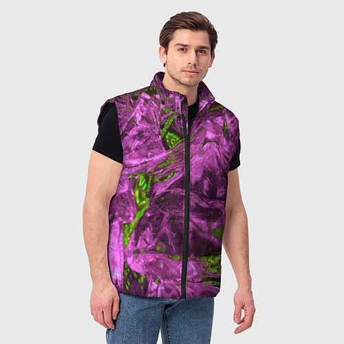 Мужской жилет Неоновые куски льда - Розовый / 3D-Черный – фото 3