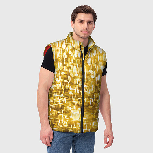 Мужской жилет Абстрактное множество золотых огней - Яркожёлтый / 3D-Красный – фото 3