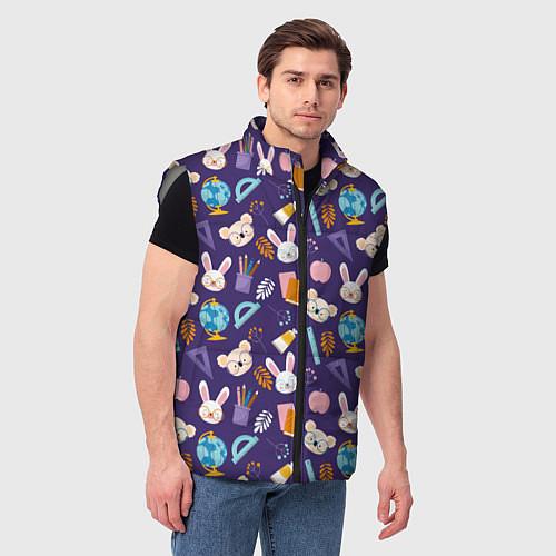 Мужской жилет Коалы и зайки / 3D-Светло-серый – фото 3