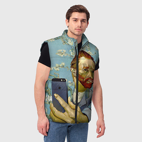 Мужской жилет Ван Гог Селфи - Арт Портрет / 3D-Черный – фото 3